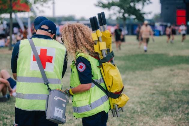 Medical team pictured during the second day of the Dour festival in Dour, on Wednesday 15 July 2026. The festival takes place from 15 to 19 July.  EMILExWINDAL 181275188
