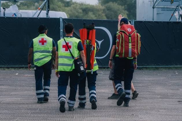 Medical team pictured during the second day of the Dour festival in Dour, on Wednesday 15 July 2026. The festival takes place from 15 to 19 July.  EMILExWINDAL 181275194