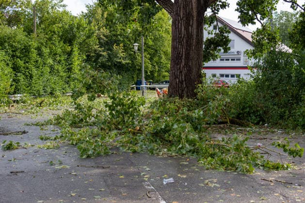 Unwetter in Neckartenzlingen, Ein schweres Unwetter mit heftigem Hagel ist über Neckartenzlingen in Baden-Württemberg hinweggezogen. Innerhalb kurzer Zeit verwandelten dicke Hagelmassen Straßen, Wiesen und Gärten in eine nahezu vollständig weiße Landschaft. Gleichzeitig sorgten starke Sturmböen für umgestürzte Bäume und Behinderungen im Straßenverkehr. Einsatzkräfte waren im Einsatz, um Gefahrenstellen zu beseitigen und Verkehrswege wieder freizumachen. Neckartenzlingen Baden-Württemberg Deutschland Neckartenzlingen *** Severe Weather in Neckartenzlingen: A severe storm with heavy hail swept through Neckartenzlingen in Baden-Württemberg. Within a short time, large hailstones transformed streets, meadows, and gardens into an alm Copyright: x xonw-imagesx xDanielxKesslerx