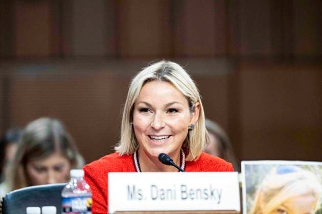 Todd Blanche Confirmation Hearings Dani Bensky, an Epstein survivor and advocate, from New York, NY, testifies before the US Senate Committee on the Judiciary, on the nomination of Todd Blanche to be United States Attorney General, in the Hart Senate Office Building on Capitol Hill in Washington, DC, USA, on Thursday, July 16, 2026. Photo by Andrew Thomas CNP ABACAPRESS.COM Washington District of Columbia United States  Copyright: xCNP ABACAx