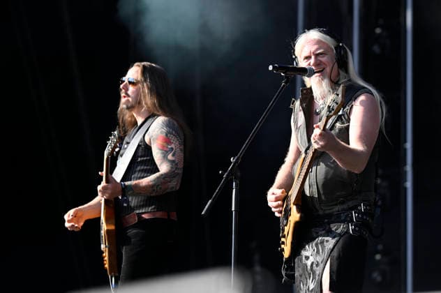 From left Tuomas Wainola, guitarist, Marko Tapani Marco Hietala, Finnish heavy metal musicians performs during the International Music Festival Masters of Rock in Vizovice near Zlin, Czech Republic, July 16, 2026. (CTKxPhoto DaliborxGluck) CTKPhotoP2026071606419  CTKPhotoP2026071606419