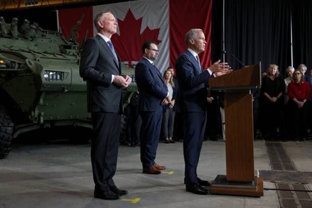 July 16, 2026, London, On, Canada: Prime Minister Mark Carney speaks during a visit to General Dynamics in London, Ont., on Thursday, July 16, 2026. London Canada  - ZUMAc35_ 20260716_zaf_c35_041 Copyright: xNeox