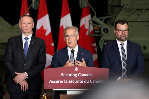 July 16, 2026, London, On, Canada: Prime Minister Mark Carney speaks during a visit to General Dynamics in London, Ont., on Thursday, July 16, 2026. London Canada  - ZUMAc35_ 20260716_zaf_c35_048 Copyright: xNeox