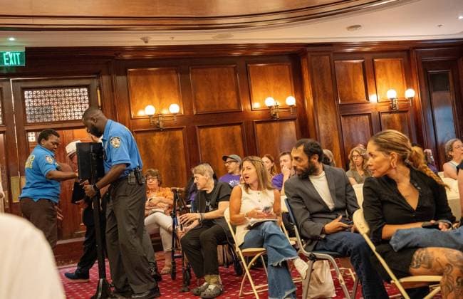 July 16, 2026, New York, New York, USA: The City Council held a hearing to consider a bill, known as RomanchÃ¢â‚¬â ¢s Law, that would phase out and eventually ban horse-drawn carriages.A man was removed from Council chmabers, after he began shouting at the council members, while testifying against the bill...The bill is named after the 18-year-old tourist from India who was killed last month when he was thrown from a runaway carriage in Central Park after the horse was spooked. New York USA  - ZUMAs142 20260716_fap_s142_030 Copyright: xNancyxSieselx