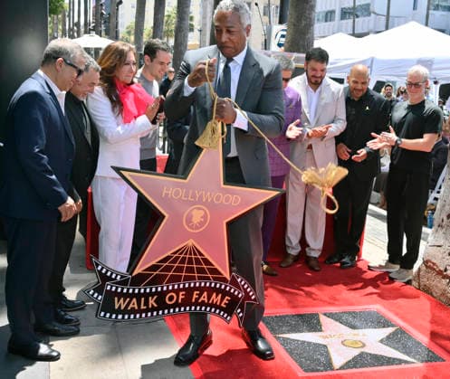 Intocable band members look on during their Hollywood Walk of Fame star ceremony honoring the band with the 2,852nd star on the Hollywood Walk of Fame in Los Angeles on Thursday, July 16, 2026.  LAP2026071607 JIMxRUYMEN