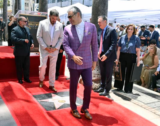 Intocable band members look on during their Hollywood Walk of Fame star ceremony honoring the band with the 2,852nd star on the Hollywood Walk of Fame in Los Angeles on Thursday, July 16, 2026.  LAP2026071609 JIMxRUYMEN