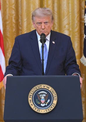 President Donald Trump delivers a prime-time address to the nation from the East Room of the White House in Washington DC on Thursday, July 16, 2026. The president was expected to discuss election security and voting machines. Pool photo by Saul Loeb  WAX20260716916 SAULxLOEB