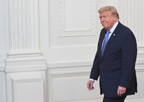 President Donald Trump arrives to deliver a prime-time address to the nation from the East Room of the White House in Washington DC on Thursday, July 16, 2026. The president was expected to discuss election security and voting machines. Pool photo by Saul Loeb  WAX20260716920 SAULxLOEB