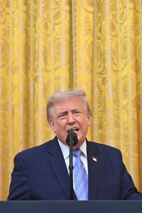 President Donald Trump delivers a prime-time address to the nation from the East Room of the White House in Washington DC on Thursday, July 16, 2026. The president was expected to discuss election security and voting machines. Pool photo by Saul Loeb  WAX20260716921 SAULxLOEB