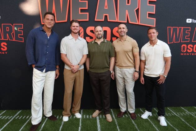 Los Angeles CA July 16: Blake Griffin, Ryan Kalil,Sam Darnold , Jason Sterman and Christian McCaffrey at The We Are Osos Premiere on July 16, 2026 Copyright: xAdMediax xMediaPunchx