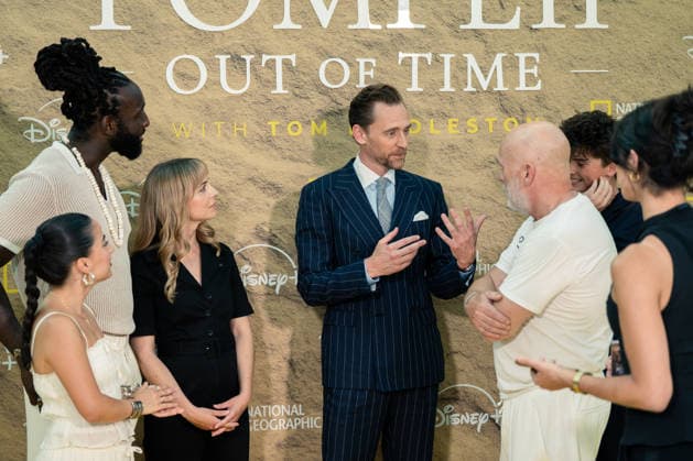 Pompeii: Out Of Time Premiere in London - 16 Jul 2026 (L to R) Theo Ogundipe, Madeleine Walker, Tom Hiddleston, Barry Aird, Frankie Treadaway and Buket Komur attend the Pompeii: Out Of Time Premiere at The British Museum. London United Kingdom Copyright: xLounisxTiarx xSOPAxImagesx _DSC3011