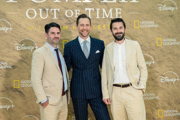 July 16, 2026, London, United Kingdom: (L to R) Tom Barbor-Might, Tom Hiddleston and Executive Producer Showrunner Kevin R. Wright attend the Pompeii: Out Of Time Premiere at The British Museum. London United Kingdom - ZUMAs197 20260716_aaa_s197_264 Copyright: xLounisxTiarx