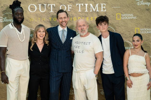 July 16, 2026, London, United Kingdom: (L to R) Theo Ogundipe, Madeleine Walker, Tom Hiddleston, Barry Aird, Frankie Treadaway and Buket Komur attend the Pompeii: Out Of Time Premiere at The British Museum. London United Kingdom - ZUMAs197 20260716_aaa_s197_293 Copyright: xLounisxTiarx
