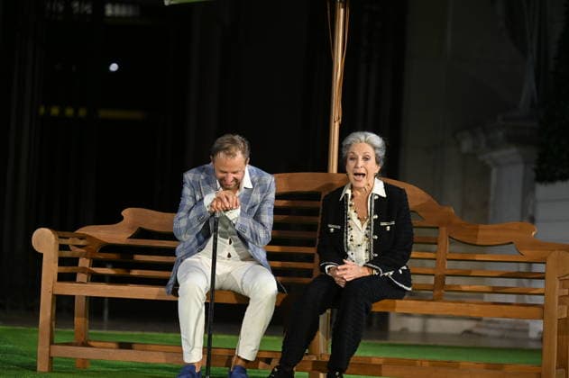 RECORD DATE NOT STATED Philipp Hochmair, Jedermann, Daniela Ziegler, Jedermanns Mutter, Fotoprobe, Salzburger Festspiele, Domplatz, Salzburg, 2026, Manfred Siebinger *** Philipp Hochmair as Jedermann, Daniela Ziegler as Jedermann’s Mother, photo rehearsal, Salzburg Festival, Domplatz, Salzburg, 2026, Manfred Siebinger