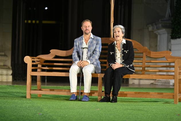 RECORD DATE NOT STATED Philipp Hochmair, Jedermann, Daniela Ziegler, Jedermanns Mutter, Fotoprobe, Salzburger Festspiele, Domplatz, Salzburg, 2026, Manfred Siebinger *** Philipp Hochmair as Jedermann, Daniela Ziegler as Jedermann’s Mother, photo rehearsal, Salzburg Festival, Domplatz, Salzburg, 2026, Manfred Siebinger