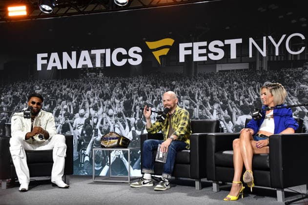 NEW YORK, NY - JULY 16: Trick Williams, Sam Roberts and Megan Morant at WWE Now at Home Team Village Stage during day 1 of Fanatics Fest NYC on July 16, 2026 at Javits Center in New York City. Credit: AdMedia New York City USA - ZUMAa123 20260716_zaa_a123_212 Copyright: xJohnxFyckex