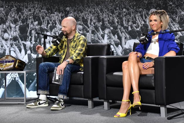 NEW YORK, NY - JULY 16: Sam Roberts and Megan Morant at WWE Now at Home Team Village Stage during day 1 of Fanatics Fest NYC on July 16, 2026 at Javits Center in New York City. Credit: AdMedia New York City USA - ZUMAa123 20260716_zaa_a123_215 Copyright: xJohnxFyckex