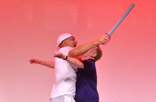 NEW YORK, NY - JULY 16: Rob Gronkowski and Roger Goodell at Disney Fan Draft at Center Stage during day 1 of Fanatics Fest NYC on July 16, 2026 at Javits Center in New York City. Credit: AdMedia New York City USA - ZUMAa123 20260716_zaa_a123_232 Copyright: xJohnxFyckex