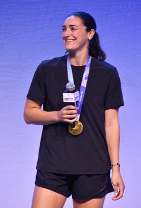 NEW YORK, NY - JULY 16: Megan Keller at Disney Fan Draft at Center Stage during day 1 of Fanatics Fest NYC on July 16, 2026 at Javits Center in New York City. Credit: AdMedia New York City USA - ZUMAa123 20260716_zaa_a123_251 Copyright: xJohnxFyckex