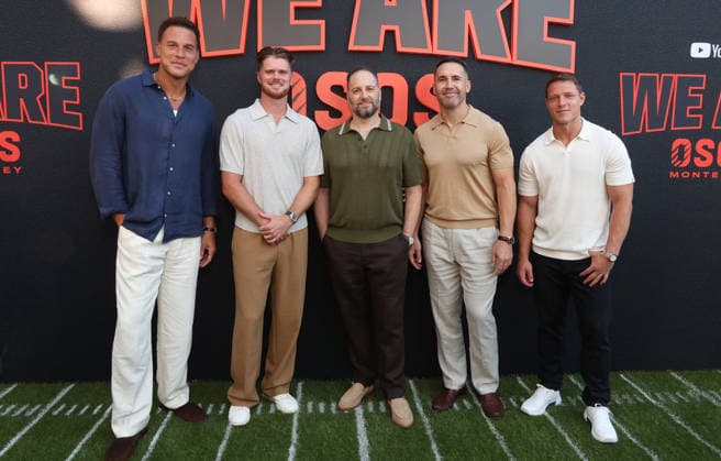 Los Angeles CA July 16: Blake Griffin, Sam Darnold, Jason Sterman, Ryan Kalil, Christian McCaffrey. at We Are Osos Premiere held at The Pacific Design Center in Los Angeles, CA. on July 16, 2026 Credit: AdMedia Los Angeles USA - ZUMAa123 20260716_zaa_a123_265 Copyright: xADx
