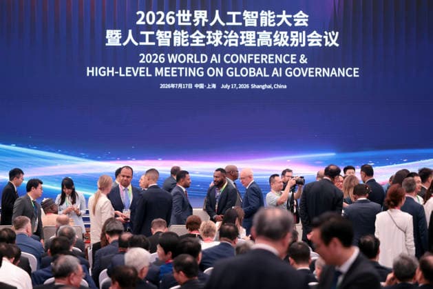 SHANGHAI, CHINA - JULY 17: Guests talk with each other after the opening ceremony of the 2026 World AI Conference and High-Level Meeting on Global AI Governance on July 17, 2026 in Shanghai, China. Themed AI Partnership for a Brighter Future, the event will include more than 140 forums, bringing together 1,400 guests from home and abroad.  Copyright: xChinaxNewsxServicex 111654823469