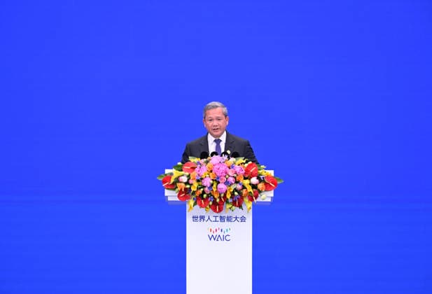 (260717) -- SHANGHAI, July 17, 2026 -- Cambodian Prime Minister Hun Manet addresses the opening ceremony of the 2026 World AI Conference and High-Level Meeting on Global AI Governance in Shanghai, east China, July 17, 2026. ) CHINA-SHANGHAI-2026 WORLD AI CONFERENCE-OPENING (CN) ShenxHong 