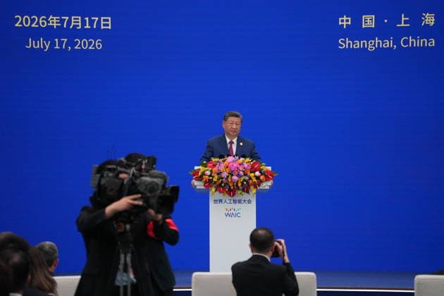 CHINA, SHANGHAI - JULY 17, 2026: China s President General Secretary of the CPP, Xi Jinping, speaks at the opening ceremony of the 2026 World Artificial Intelligence Conference (WAIC). Andrei Popov TASS  95130592