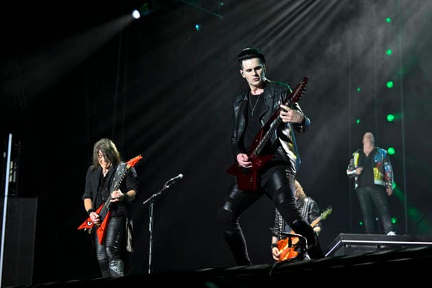 Guitarists Kai Hansen, left, and Sascha Gerstner of the German metal band Helloween perform during the International Music Festival Masters of Rock in Vizovice near Zlin, Czech Republic, July 16, 2026. (CTKxPhoto DaliborxGluck) CTKPhotoP2026071700006  CTKPhotoP2026071700006
