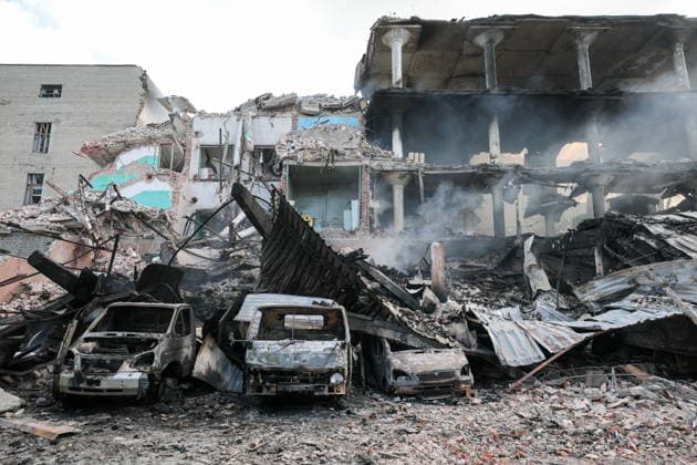 RUSSIA, GORLOVKA - JULY 17, 2026: A view of a warehouse building at Diad Confectionery Factory after it was hit in a Ukrainian military strike. Dmitry Yagodkin TASS  95132390