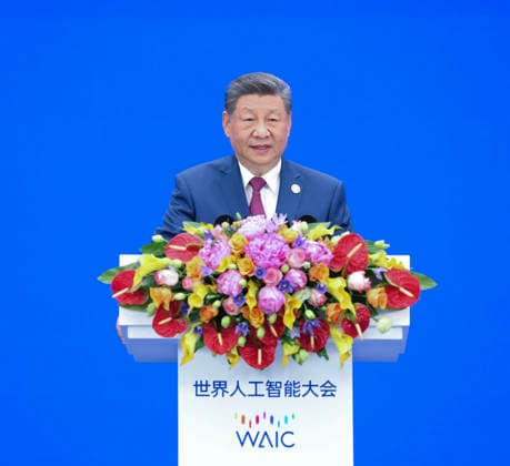 (260717) -- SHANGHAI, July 17, 2026 -- Chinese President Xi Jinping delivers a keynote speech at the opening ceremony of the 2026 World AI Conference and High-Level Meeting on Global AI Governance in Shanghai, east China, July 17, 2026. ) CHINA-SHANGHAI-XI JINPING-2026 WORLD AI CONFERENCE-OPENING (CN) HuangxJingwen 