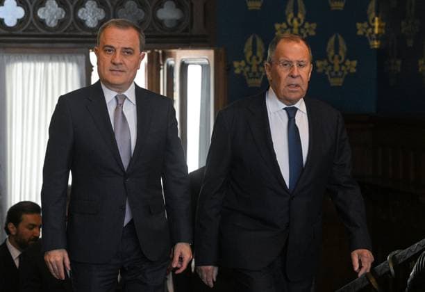 Russia Azerbaijan 9206917 17.07.2026 Azerbaijani Foreign Minister Jeyhun Bayramov and Russian Foreign Minister Sergey Lavrov arrive to attend a meeting in Moscow, Russia. Sergey Guneev Sputnik Moscow Russia  Copyright: xSergeyxGuneevx