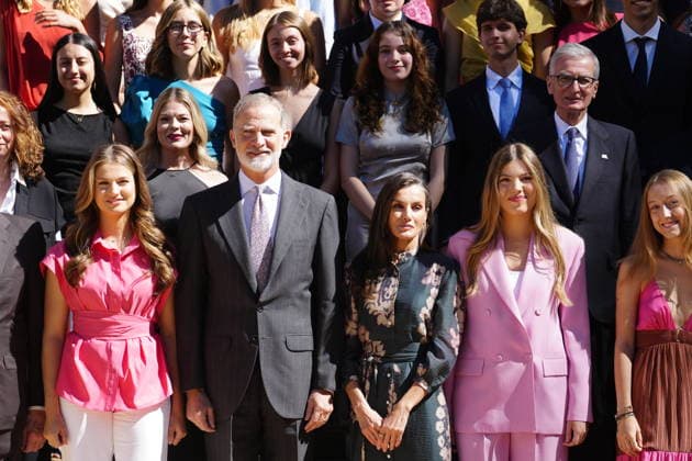 17-07-2026 Princess Leonor and Princess Sofia and Queen Letizia and King Felipe during a meeting with the United World colleges foundation at Zarzuela palace in Madrid. No Spain Â  Copyright: xPPEx