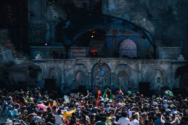 Festival visitors pictured during the first day of the Tomorrowland electronic music festival, Friday 17 July 2026, in Boom. The first weekend of the 20th edition of the festival takes place at the De Schorre terrain in Boom, from 17 to 19 July.  EMILExWINDAL 181342066
