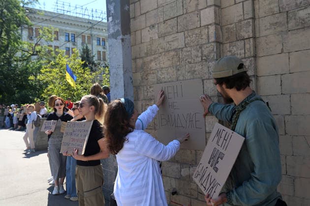 Activists protest against the dismissal of Ukrainian Defence Minister Mykhailo Fedorov in Svobody Square, Kharkiv, Ukraine, July 17, 2026. (Photo by Viacheslav Madiievskyi Ukrinform) Activists rally in support of Mykhailo Fedorov in Kharkiv  Copyright: xViacheslavxMadiievskyix