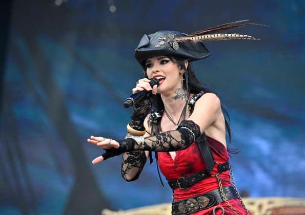French heavy metal singer Clementine Delauneyova of Austrian music group Visions of Atlantis performs during the International Music Festival Masters of Rock in Vizovice near Zlin, Czech Republic, July 17, 2026. (CTKxPhoto DaliborxGluck) CTKPhotoP2026071706601  CTKPhotoP2026071706601