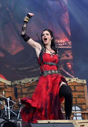 French heavy metal singer Clementine Delauneyova of Austrian music group Visions of Atlantis performs during the International Music Festival Masters of Rock in Vizovice near Zlin, Czech Republic, July 17, 2026. (CTKxPhoto DaliborxGluck) CTKPhotoP2026071706612  CTKPhotoP2026071706612