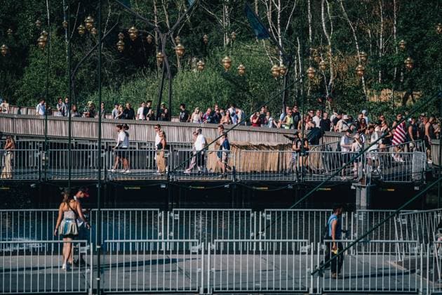 Festival visitors pictured during the first day of the Tomorrowland electronic music festival, Friday 17 July 2026, in Boom. The first weekend of the 20th edition of the festival takes place at the De Schorre terrain in Boom, from 17 to 19 July.  EMILExWINDAL 181370079