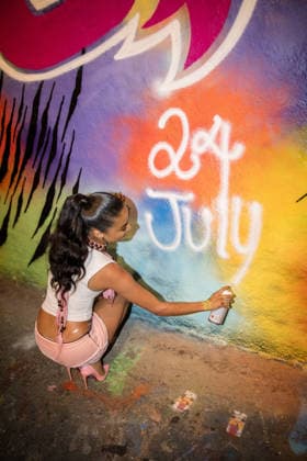 Tyla made a surprise appearance at Leake Street Arches to unveil a special graffiti created ahead of the release of her sophomore album A*POP , London, UK, 17 July 2026. Tyla completed the graffiti mural by adding the album s release date and her signature., Credit:Ewelina Stachurska Show Me You Ewelina Stachurska Avalon UK, London, Leake Street Arches  Copyright: xEwelinaxStachurskaxShowxMexYoux xEwelinaxStachurskax xAvalonx 1117063135
