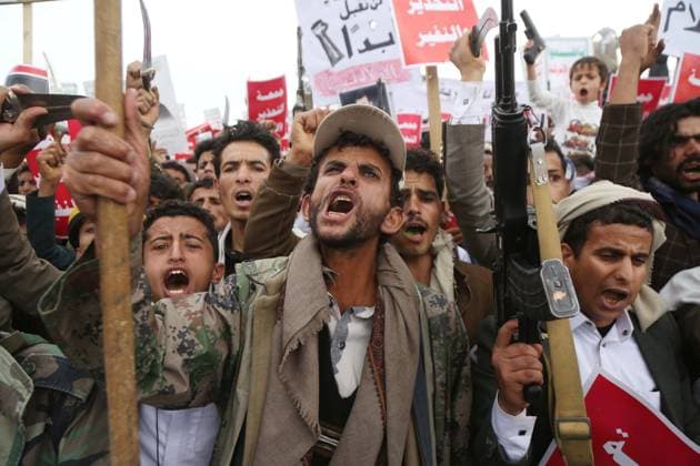 Houthis protest in Sanaa in support of al-Houthi s statements SANAA, YEMEN - JULY 17: Armed Houthis gather at Sabeen Square to hold a demonstration in support of Houthi leader in Yemen Abdul Malik al-Houthi s statements in Sanaa, Yemen on July 17, 2026. Mohammed Hamoud Anadolu Sanaa Yemen. Editorial use only. Please get in touch for any other usage.  Copyright: x2026xAnadoluxMohammedxHamoudx