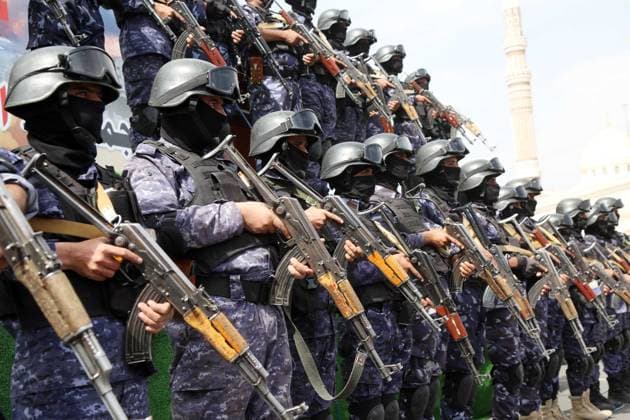 Houthis protest in Sanaa in support of al-Houthi s statements SANAA, YEMEN - JULY 17: Security forces stand guard as Houthis gather at Sabeen Square to hold a demonstration in support of Houthi leader in Yemen Abdul Malik al-Houthi s statements in Sanaa, Yemen on July 17, 2026. Mohammed Hamoud Anadolu Sanaa Yemen. Editorial use only. Please get in touch for any other usage.  Copyright: x2026xAnadoluxMohammedxHamoudx