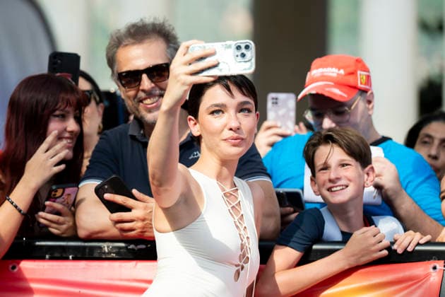 July 17, 2026, Giffoni Valle Piana, Salerno, Italy: Italian actress MATILDA DE ANGELIS takes a selfie picture with fans on the carpet at 56th Giffoni Film Festival 2025 in Giffoni Valle Piana, Salerno. Giffoni Valle Piana Italy - ZUMAl175 20260717_zip_l175_047 Copyright: xFrancescoxLucianox