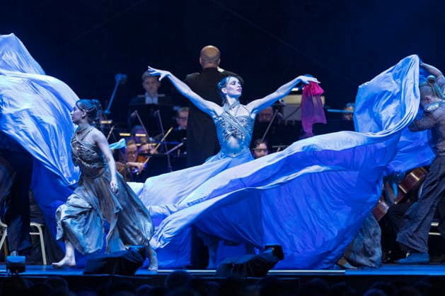 The fairy-tale world of the legend of A Thousand and One Nights comes to life with Ravel and Rimsky-Korsakov. Oriental rhythms, acrobatic creations, stage dance, and the velvety voice of Fatma Said narrating the story of Scheherazade during the International Music Festival in Cesky Krumlov, Czech Republic, July 17, 2026. (CTKxPhoto VaclavxPancer) CTKPhotoP2026071707822  CTKPhotoP2026071707822