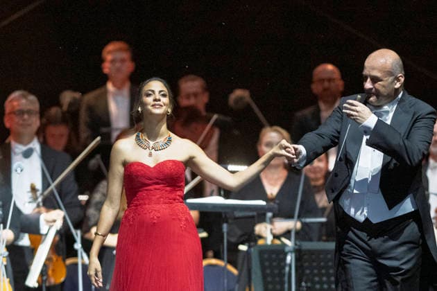 The fairy-tale world of the legend of A Thousand and One Nights comes to life with Ravel and Rimsky-Korsakov. Oriental rhythms, acrobatic creations, stage dance, and the velvety voice of Fatma Said narrating the story of Scheherazade during the International Music Festival in Cesky Krumlov, Czech Republic, July 17, 2026. Pictured Egyptian soprano Fatma Said. (CTKxPhoto VaclavxPancer) CTKPhotoP2026071707870  CTKPhotoP2026071707870