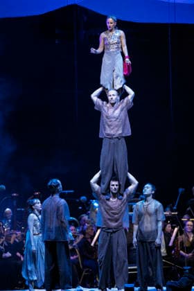 The fairy-tale world of the legend of A Thousand and One Nights comes to life with Ravel and Rimsky-Korsakov. Oriental rhythms, acrobatic creations, stage dance, and the velvety voice of Fatma Said narrating the story of Scheherazade during the International Music Festival in Cesky Krumlov, Czech Republic, July 17, 2026. Pictured Losers Cirque Company. (CTKxPhoto VaclavxPancer) CTKPhotoP2026071707954  CTKPhotoP2026071707954