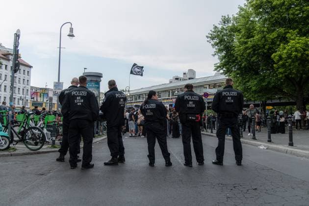 Protest Held Against AI Surveillance Measures in Berlin BERLIN, GERMANY JULY 17, 2026: Demonstrators take part in a protest against the deployment of an AI-assisted police surveillance system in Berlin on July 17, 2026. The system, introduced in selected areas of the city, is designed to analyze video footage and detect what authorities describe as suspicious behavior. Critics argue the technology expands state surveillance, raises privacy concerns and risks discriminatory policing and the criminalization of marginalized communities. Berlin Germany Copyright: x xAndrÃ sxTrujillox xJNAxPressx