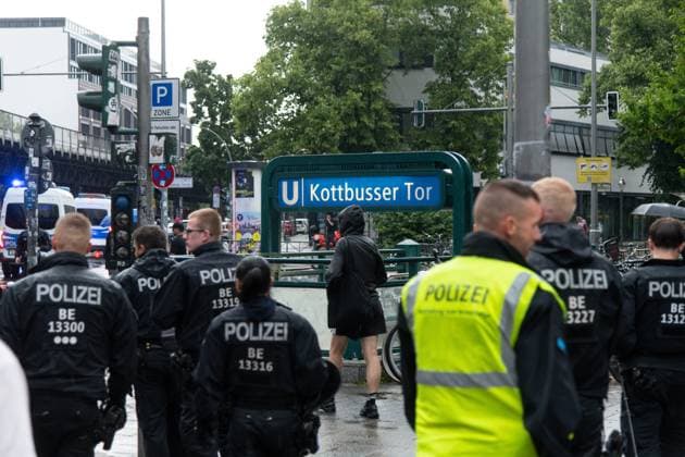 Protest Held Against AI Surveillance Measures in Berlin BERLIN, GERMANY JULY 17, 2026: Demonstrators take part in a protest against the deployment of an AI-assisted police surveillance system in Berlin on July 17, 2026. The system, introduced in selected areas of the city, is designed to analyze video footage and detect what authorities describe as suspicious behavior. Critics argue the technology expands state surveillance, raises privacy concerns and risks discriminatory policing and the criminalization of marginalized communities. Berlin Germany Copyright: x xAndrÃ sxTrujillox xJNAxPressx