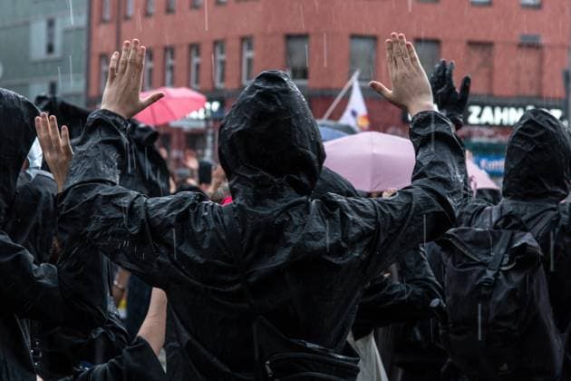 Protest Held Against AI Surveillance Measures in Berlin BERLIN, GERMANY JULY 17, 2026: Demonstrators take part in a protest against the deployment of an AI-assisted police surveillance system in Berlin on July 17, 2026. The system, introduced in selected areas of the city, is designed to analyze video footage and detect what authorities describe as suspicious behavior. Critics argue the technology expands state surveillance, raises privacy concerns and risks discriminatory policing and the criminalization of marginalized communities. Berlin Germany Copyright: x xAndrÃ sxTrujillox xJNAxPressx
