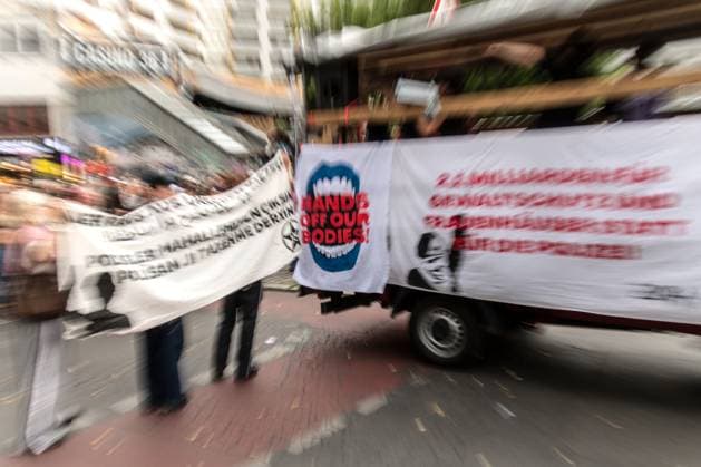 Protest Held Against AI Surveillance Measures in Berlin BERLIN, GERMANY JULY 17, 2026: Demonstrators take part in a protest against the deployment of an AI-assisted police surveillance system in Berlin on July 17, 2026. The system, introduced in selected areas of the city, is designed to analyze video footage and detect what authorities describe as suspicious behavior. Critics argue the technology expands state surveillance, raises privacy concerns and risks discriminatory policing and the criminalization of marginalized communities. Berlin Germany Copyright: x xAndrÃ sxTrujillox xJNAxPressx