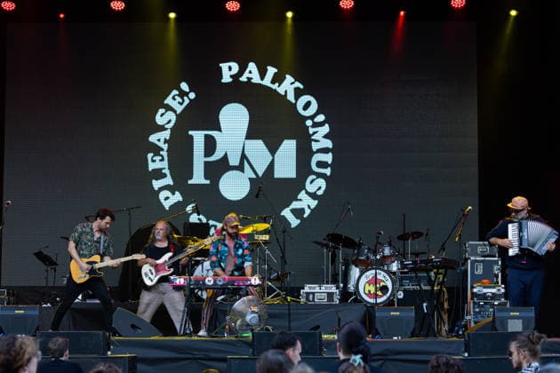 17.07.2026, Bellinzona, Parco Urbano, Nevermind Music Fest 2026: PALKO!MUSKI, Nadav Bergfreund (guitars & backing vocals), Matthias Honegger (bass, backing vocals & saxophone), Baptiste Beleffi (lead vocals & keyboards), and Christoph Stöff Craviolini (accordion & backing vocals) Bellinzona Parco Urbano Ticino Switzerland *** July 17, 2026, Bellinzona, Parco Urbano, Nevermind Music Fest 2026: PALKO MUSKI, Nadav Bergfreund on guitars and backing vocals, Matthias Honegger on bass, backing vocals, and saxophone, Baptiste Beleffi on lead vocals and keyboards, and Christoph Stöff Craviolini on accordion and backing vocals. Bellinzona, Parco Urbano, Ticino, Switzerland Copyright: xJustPictures.ch FrancescoxMinghettix jp-en-FrMi-_NG_0215
