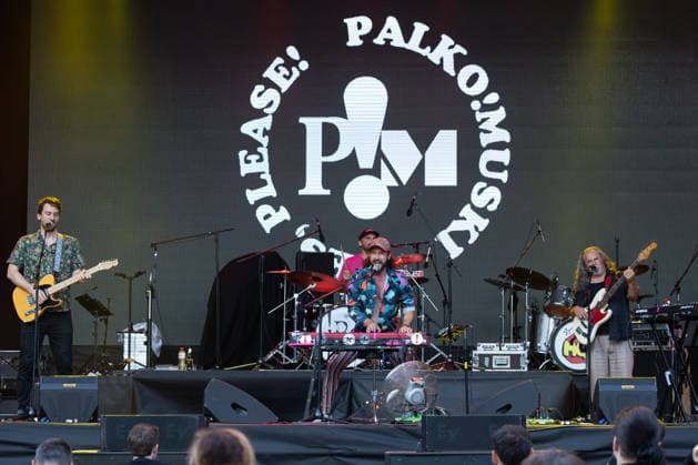17.07.2026, Bellinzona, Parco Urbano, Nevermind Music Fest 2026: PALKO!MUSKI, Nadav Bergfreund (guitars & backing vocals), Tiffany Meyer (backing vocals & drum kit), Baptiste Beleffi (lead vocals & keyboards) and Matthias Honegger (bass, backing vocals & saxophone) Bellinzona Parco Urbano Ticino Switzerland *** July 17, 2026, Bellinzona, Parco Urbano, Nevermind Music Fest 2026: PALKO MUSKI, Nadav Bergfreund on guitars and backing vocals, Tiffany Meyer on backing vocals and drums, Baptiste Beleffi on lead vocals and keyboards, and Matthias Honegger on bass, backing vocals, and saxophone. Bellinzona, Parco Urbano, Ticino, Switzerland Copyright: xJustPictures.ch FrancescoxMinghettix jp-en-FrMi-_NG_0230